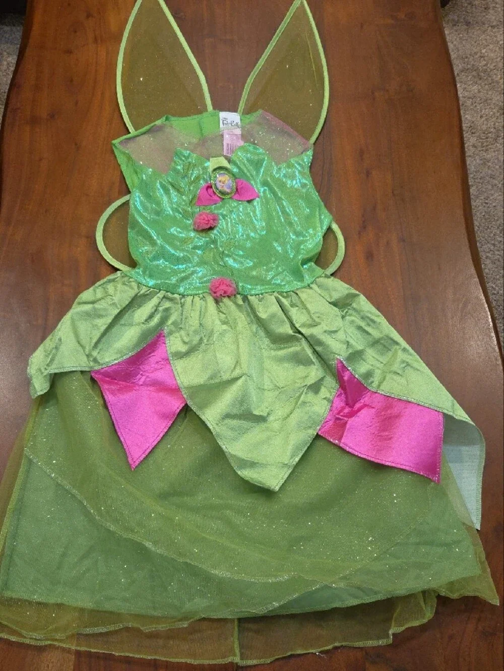 Disney Tinker Bell Costume Kids Size Large 10-12 Fairy Dress Up & Wings